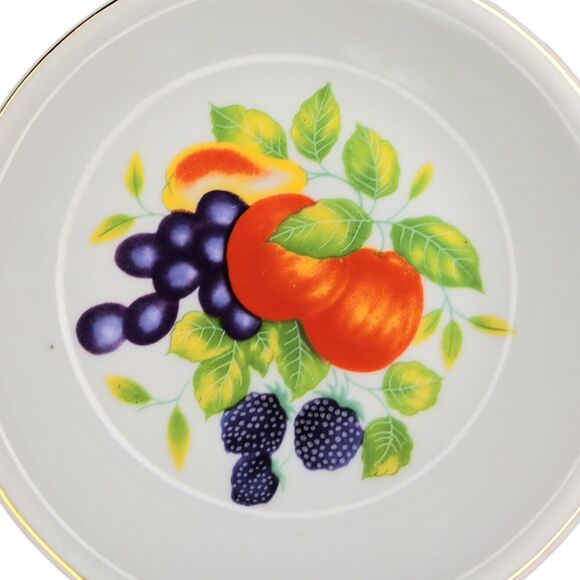 Vintage Jam Jelly Plates Set of Two Fruit Designs Grape Blackberries Peach Pear - Picture 7 of 7
